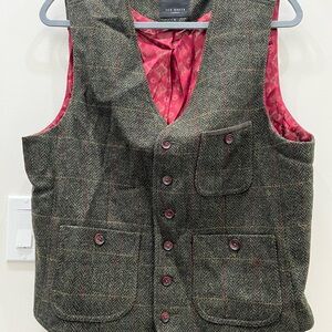 Ted Baker Olive and Burgundy Wool Vest